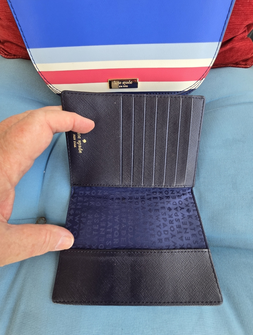 Kate Spade NWO Tags Striped Crossbody & Wallet Set in Blue, White, Pink, Black - Picture 3 of 7